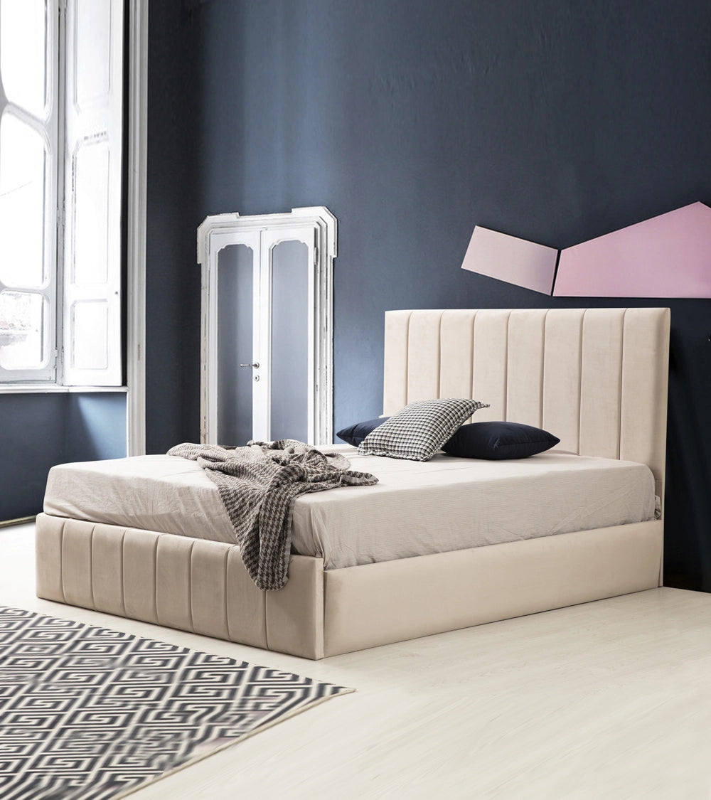 CADRE DE LIT POLO BEIGE : CONFORT LUXUEUX ET DESIGN