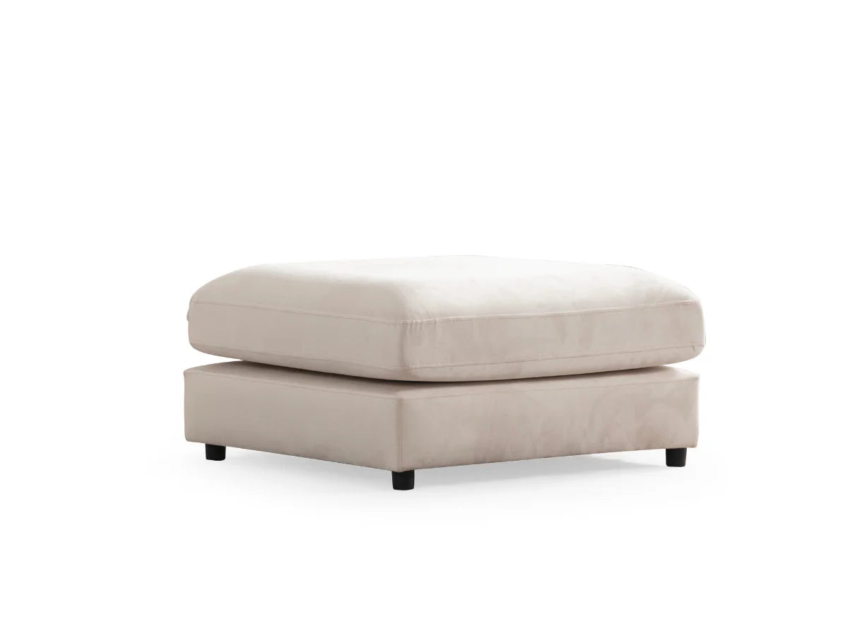 Canapé Julia Modulable Velours Blanc 4+1 Pouf