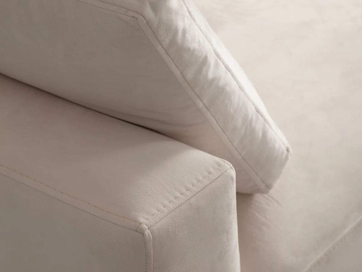 Canapé Julia Modulable Velours Blanc 4+1 Pouf