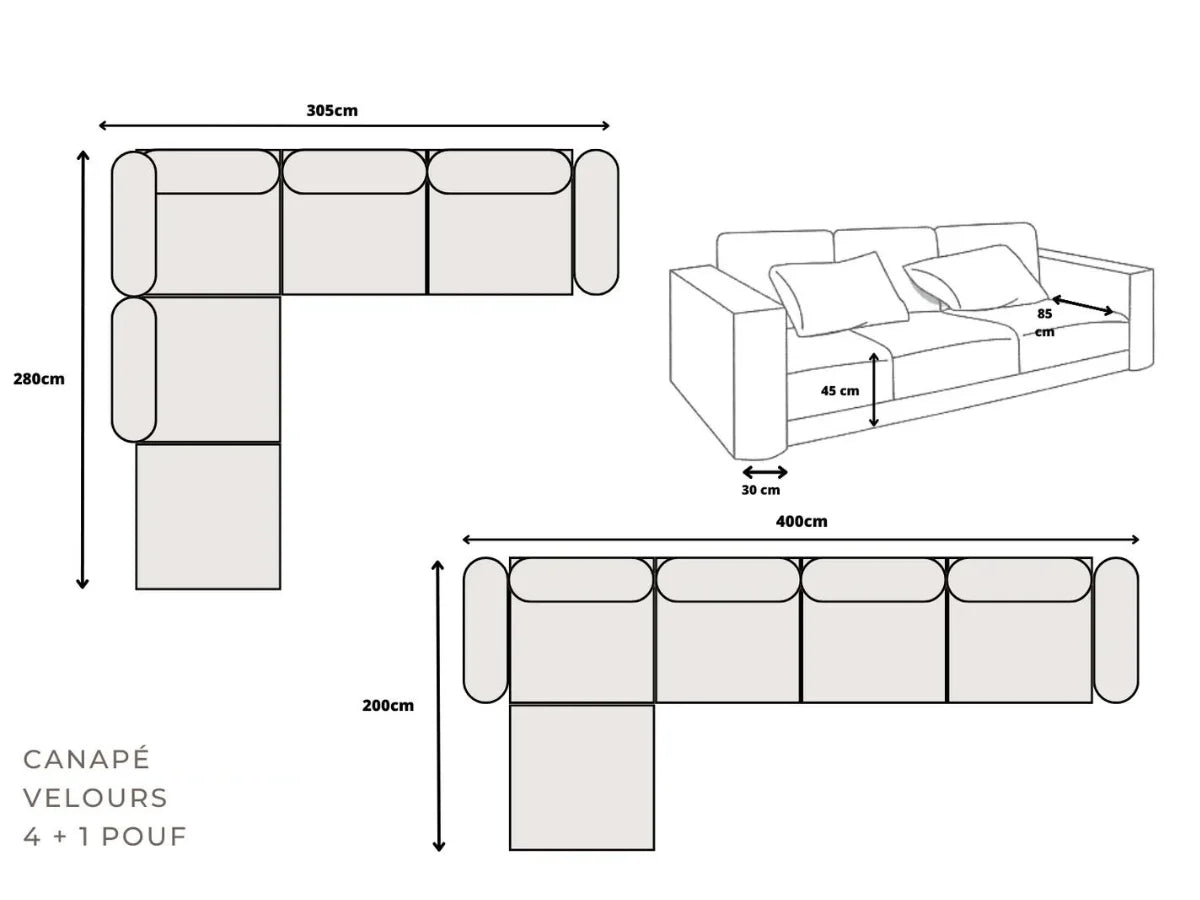 CANAPÉ MODULABLE 4 + 1 : CONFORT ET FLEXIBILITÉ